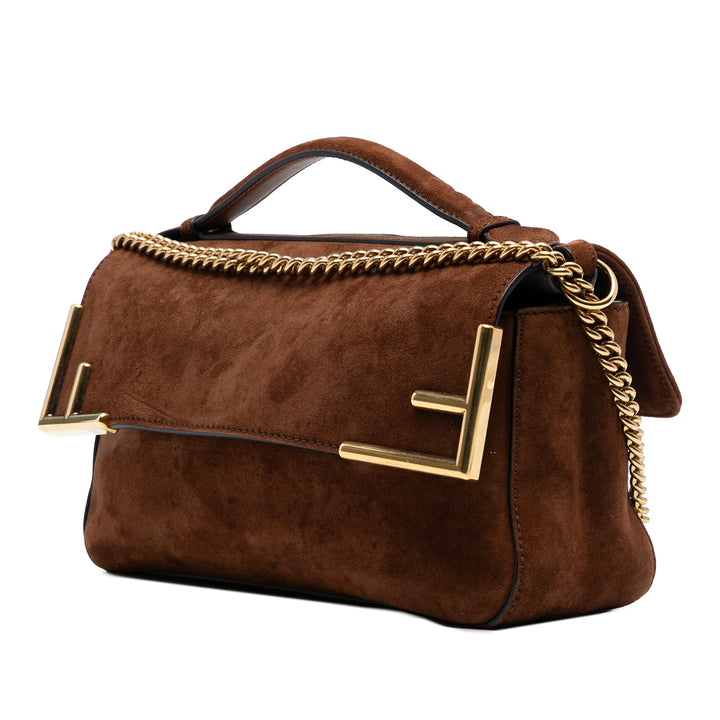 Fendi Printed Satin et Daim Double F Baguette Sac