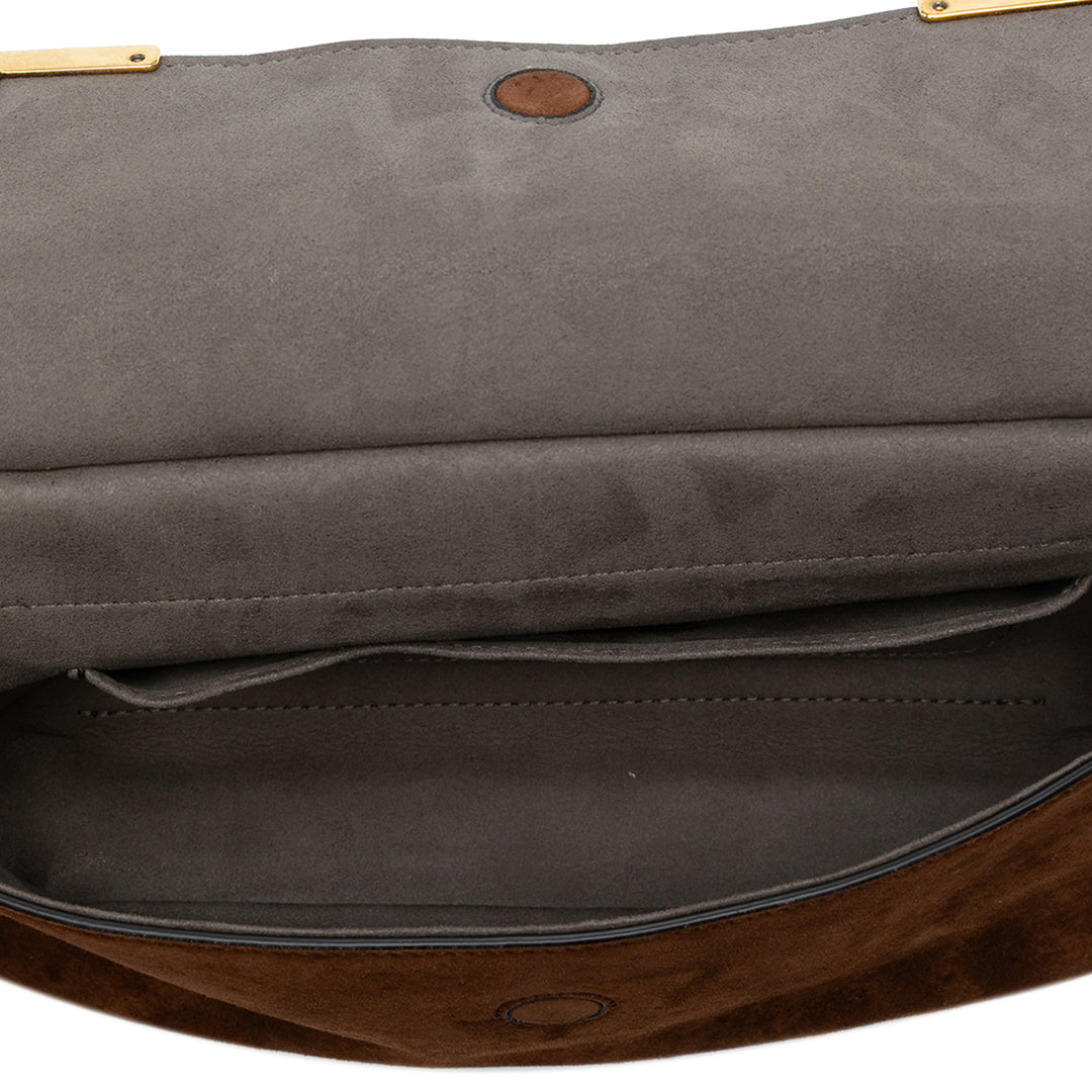 Fendi Printed Satin et Daim Double F Baguette Sac