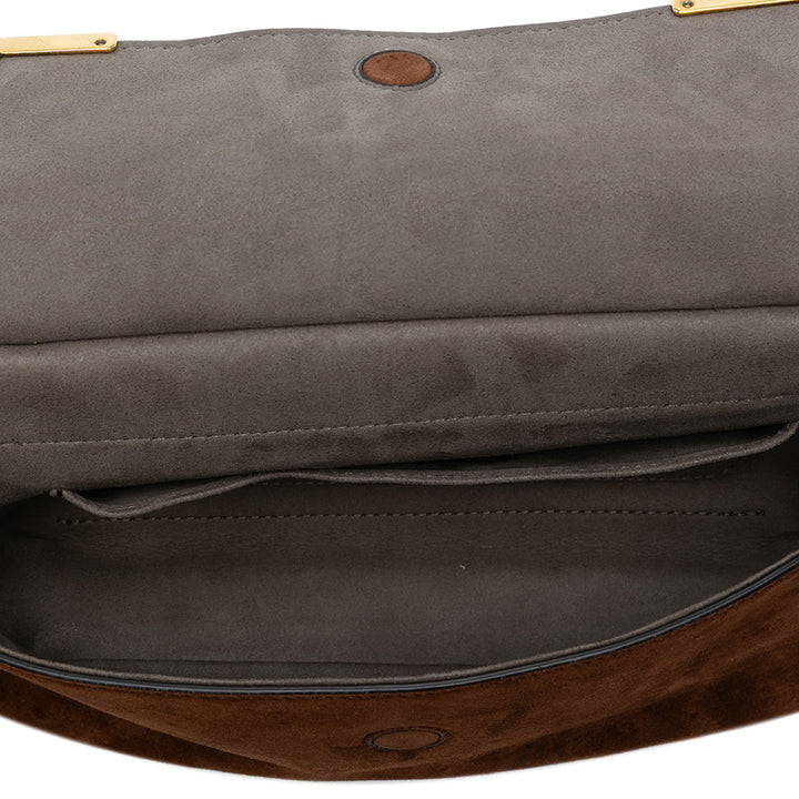 Fendi Printed Satin et Daim Double F Baguette Sac