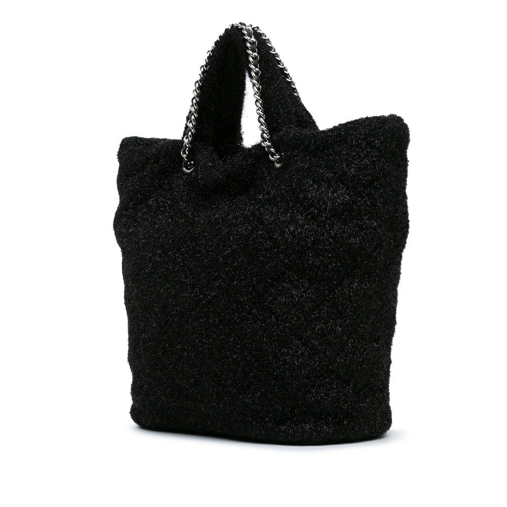Large Quilted Knit Pluto Glitter Satchel Black - Gaby Paris