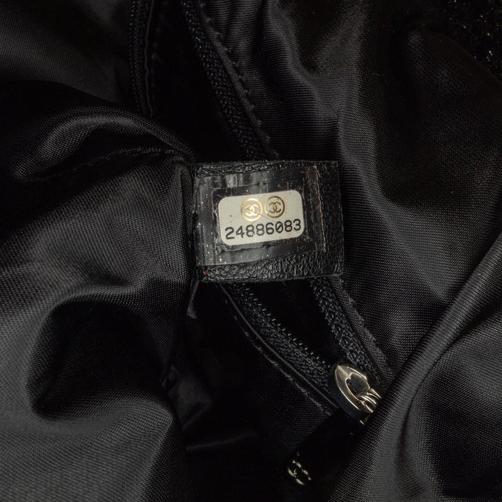 Large Quilted Knit Pluto Glitter Satchel Black - Gaby Paris