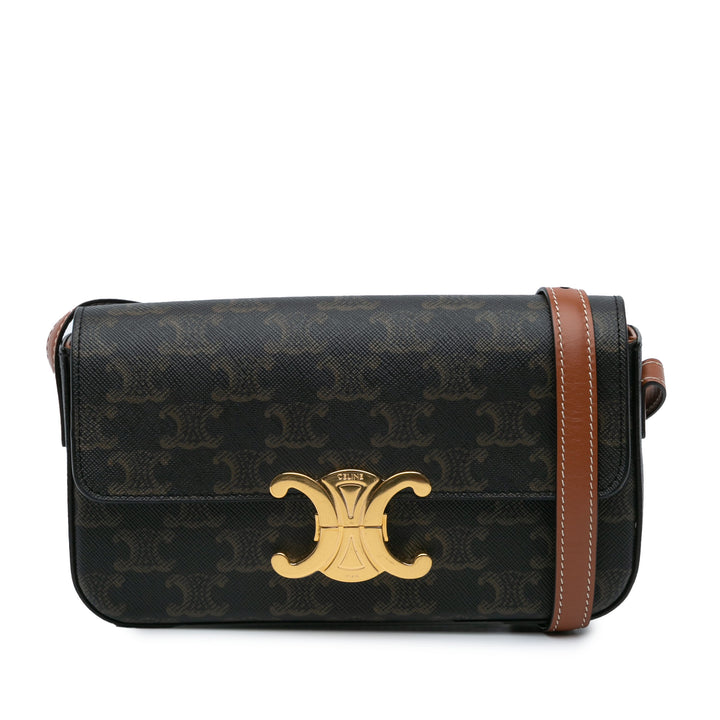 Triomphe Coated Canvas Claude Shoulder Bag Brown - Gaby Paris