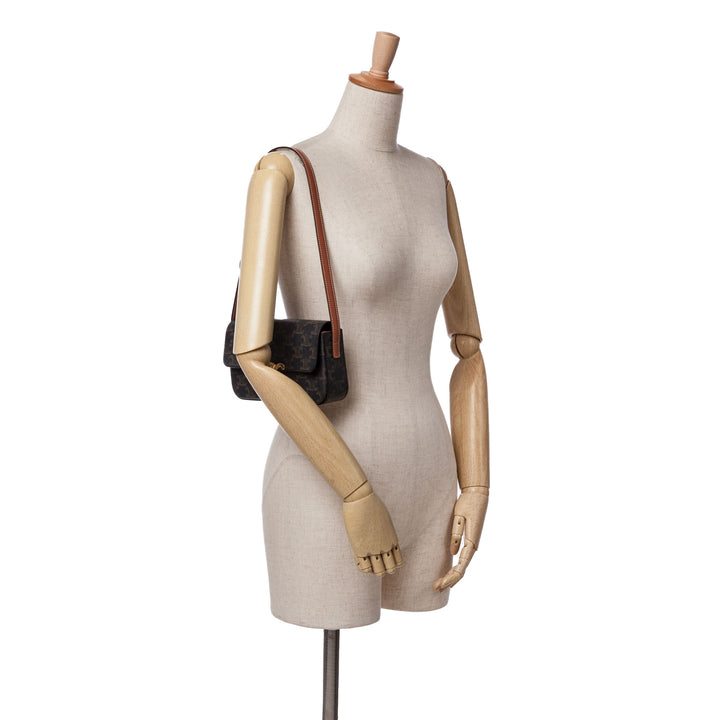 Triomphe Coated Canvas Claude Shoulder Bag Brown - Gaby Paris