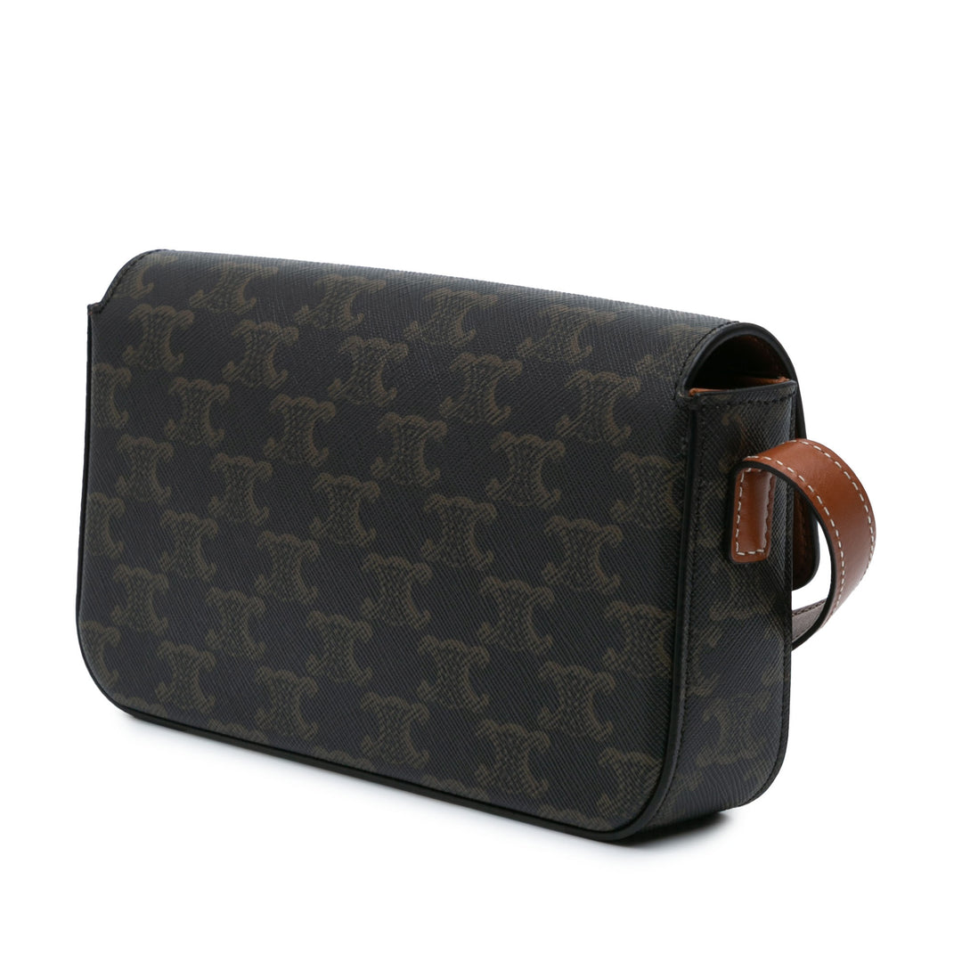 Triomphe Coated Canvas Claude Shoulder Bag Brown - Gaby Paris