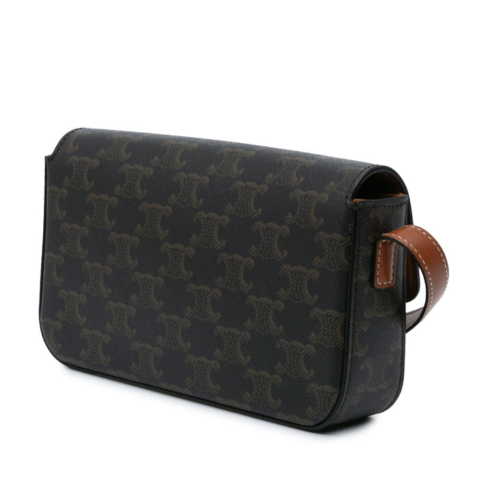 Triomphe Coated Canvas Claude Shoulder Bag Brown - Gaby Paris