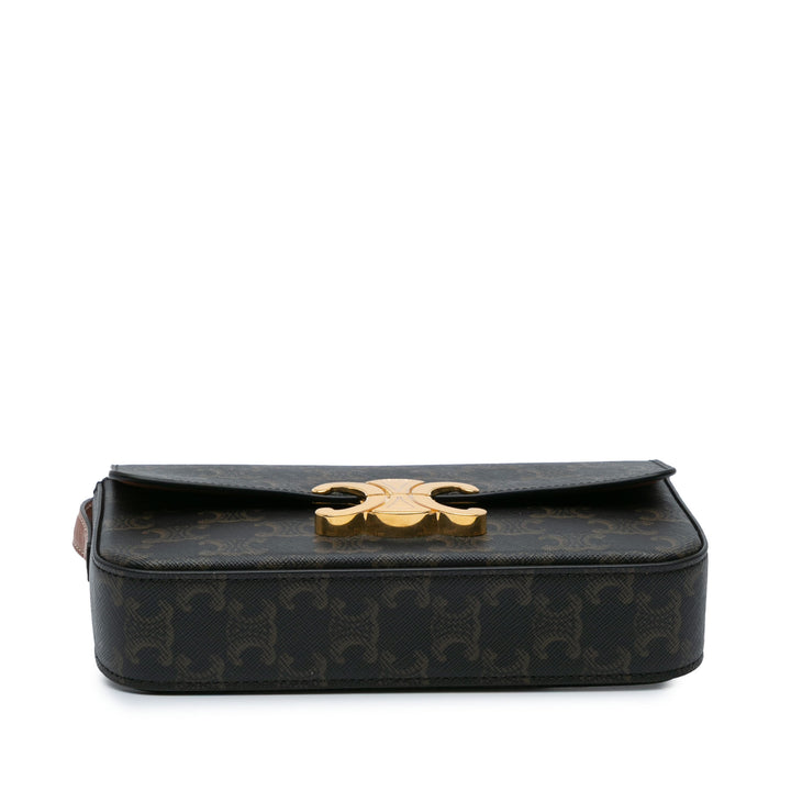 Triomphe Coated Canvas Claude Shoulder Bag Brown - Gaby Paris