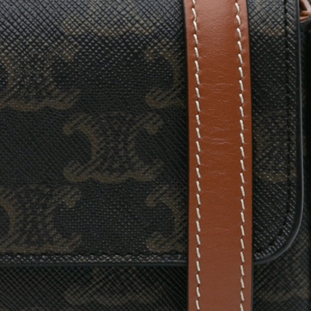 Triomphe Coated Canvas Claude Shoulder Bag Brown - Gaby Paris