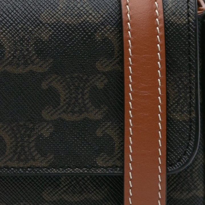 Triomphe Coated Canvas Claude Shoulder Bag Brown - Gaby Paris