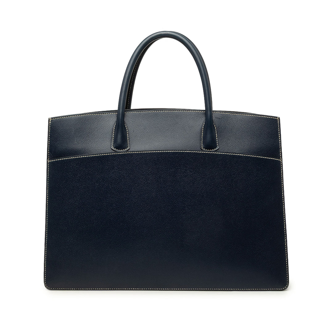 Hermès Sac à main Courchevel Whitebus GM Bleu – vue principale – GABY PARIS