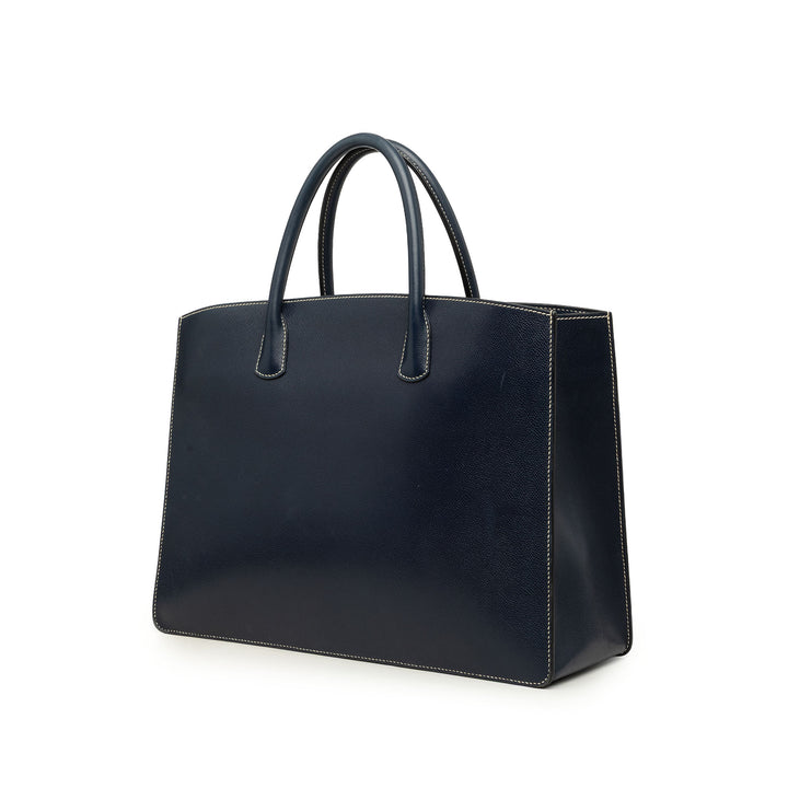 Hermès Sac à main Courchevel Whitebus GM Bleu – vue 2 – GABY PARIS