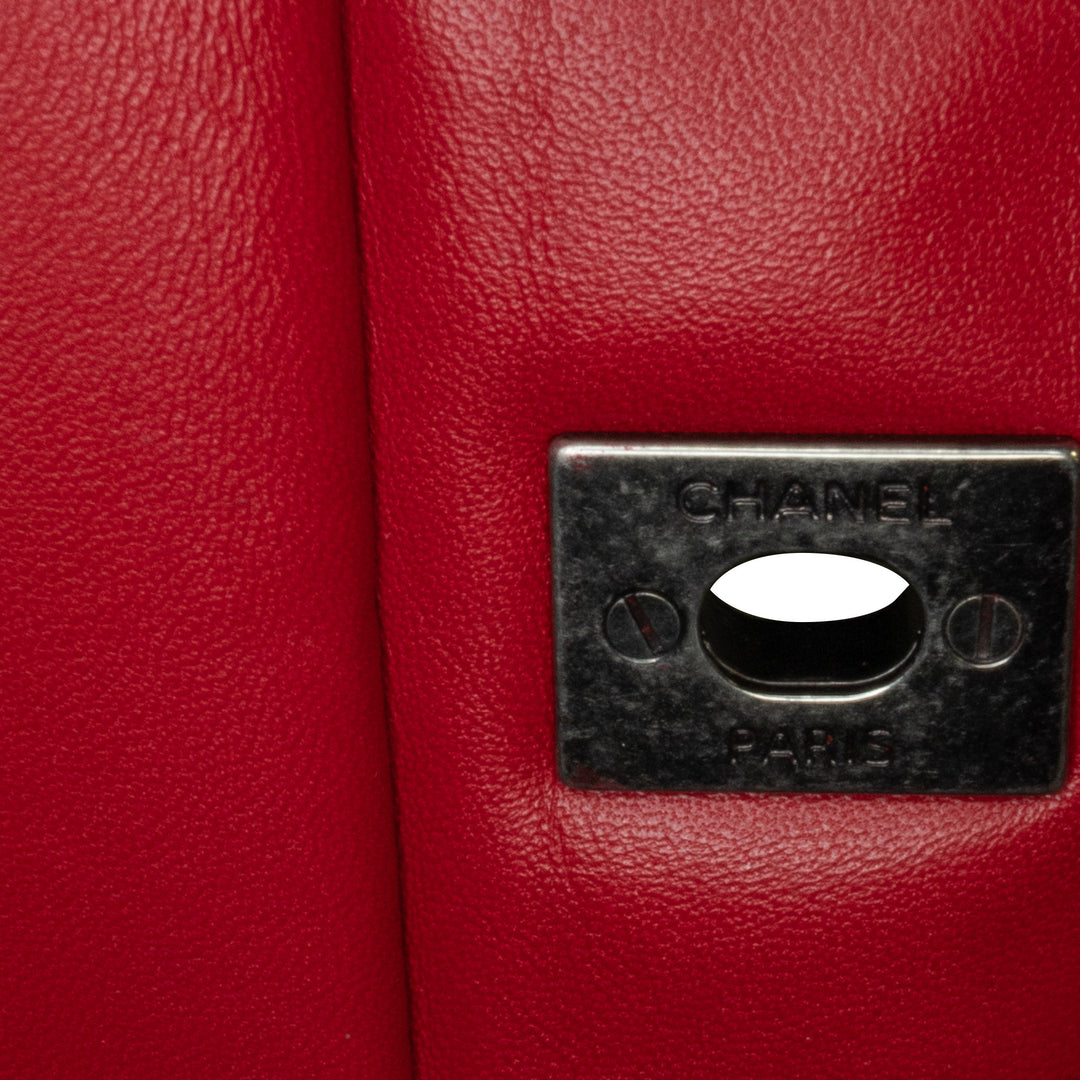 Jumbo Classic Lambskin Double Flap Red - Gaby Paris