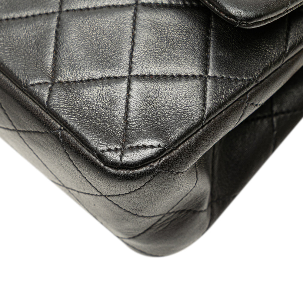 Medium Classic Lambskin Double Flap Black - Gaby Paris