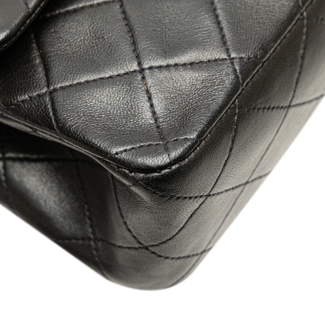 Medium Classic Lambskin Double Flap Black - Gaby Paris