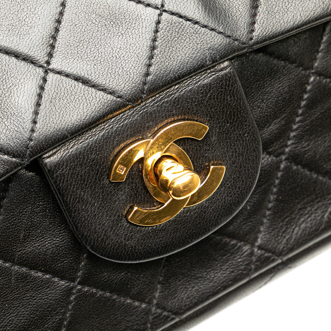 Medium Classic Lambskin Double Flap Black - Gaby Paris