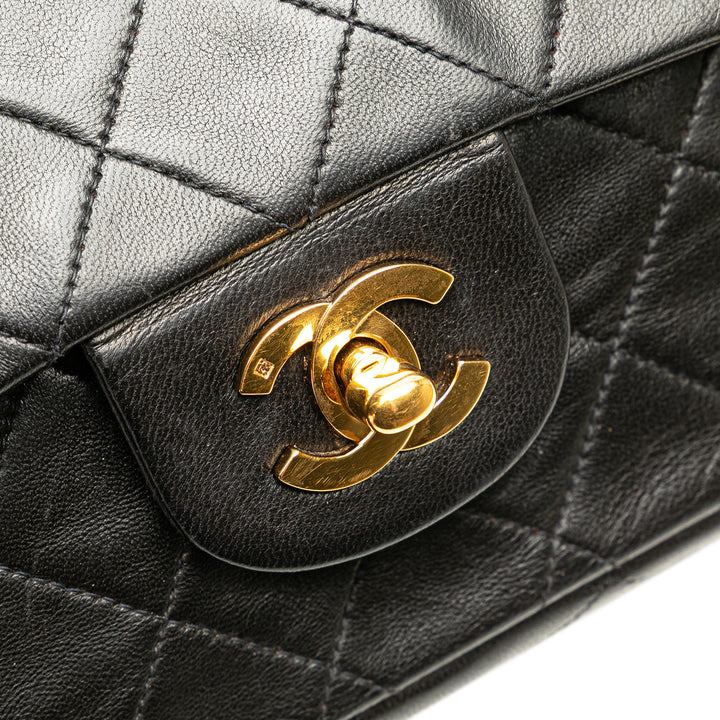 Medium Classic Lambskin Double Flap Black - Gaby Paris