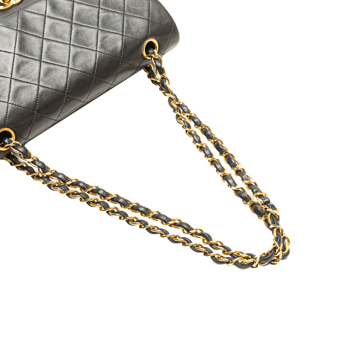 Medium Classic Lambskin Double Flap Black - Gaby Paris