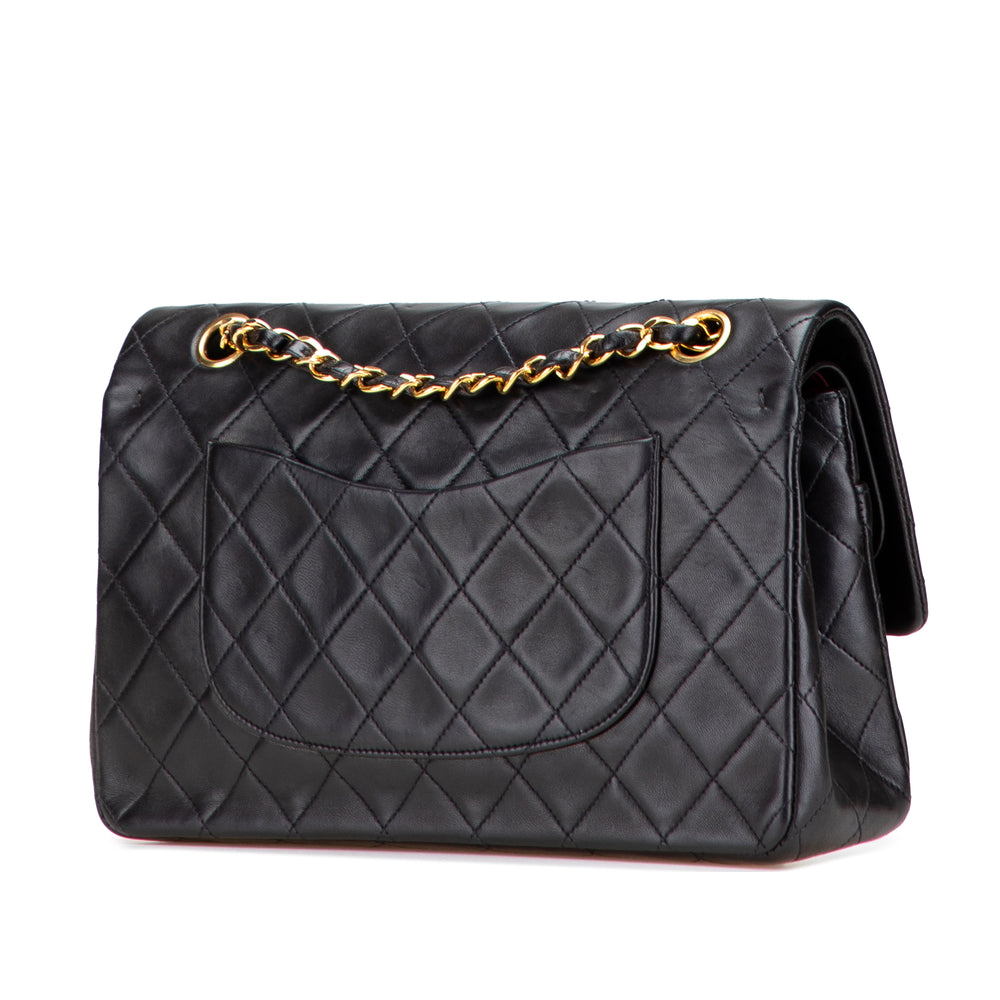 Medium Classic Lambskin Double Flap Black - Gaby Paris