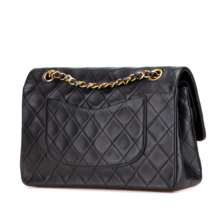Medium Classic Lambskin Double Flap Black - Gaby Paris