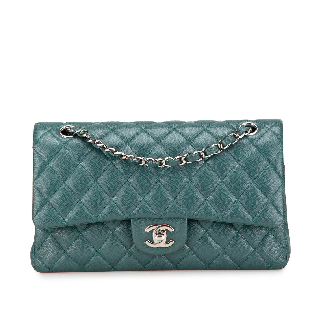 Medium Classic Caviar Double Flap Green - Gaby Paris