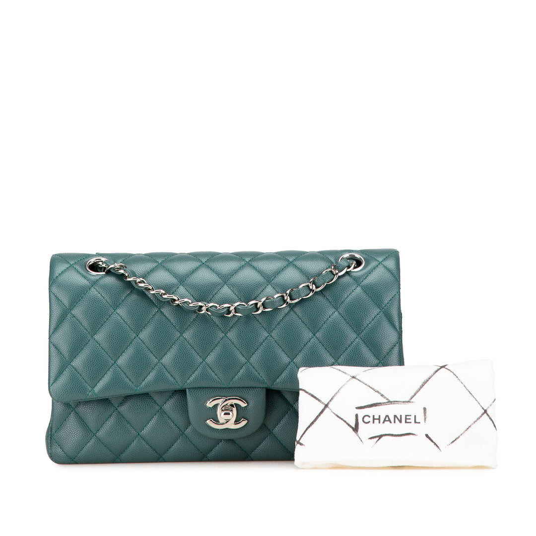 Medium Classic Caviar Double Flap Green - Gaby Paris