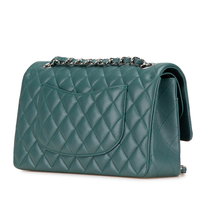 Medium Classic Caviar Double Flap Green - Gaby Paris