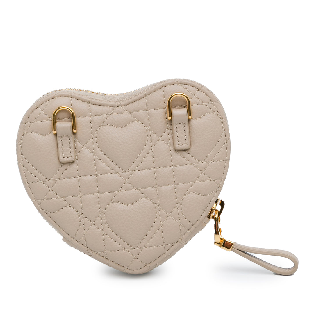 Calfskin Cannage Dioramour Caro Heart Pouch With Chain Pink - Gaby Paris