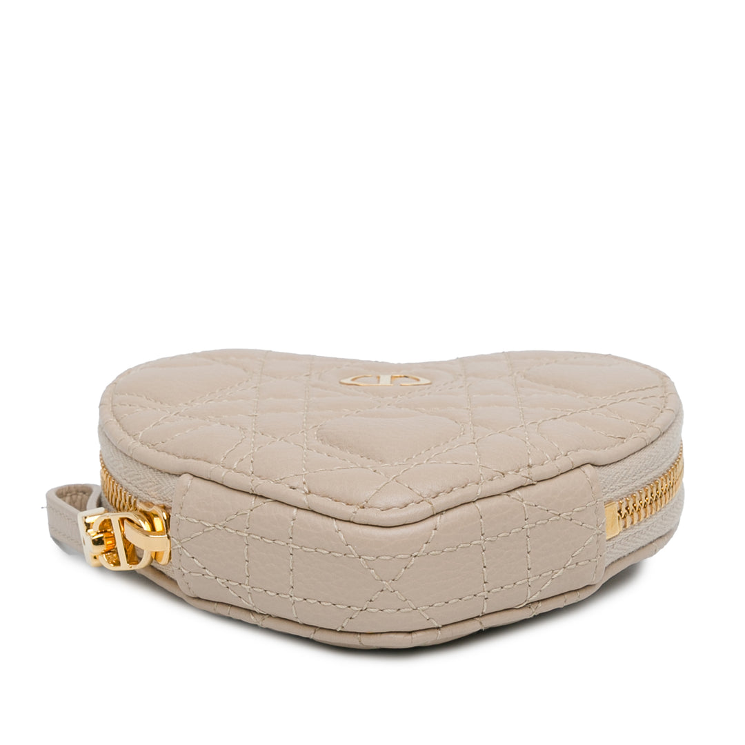 Calfskin Cannage Dioramour Caro Heart Pouch With Chain Pink - Gaby Paris