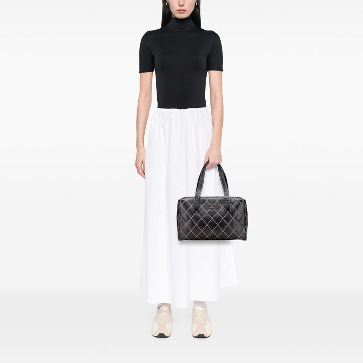 Medium CC Calfskin Wild Stitch Tote Black - Gaby Paris