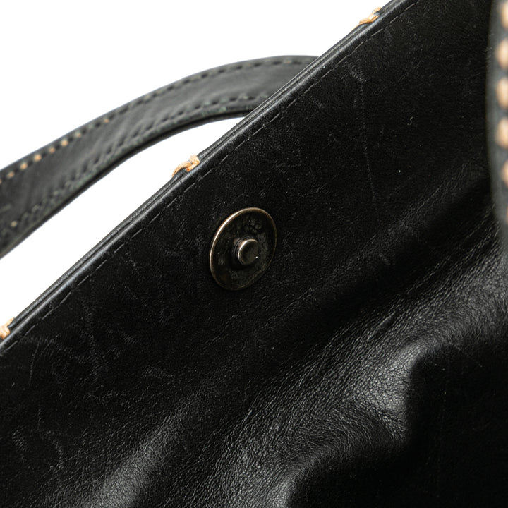 Medium CC Calfskin Wild Stitch Tote Black - Gaby Paris