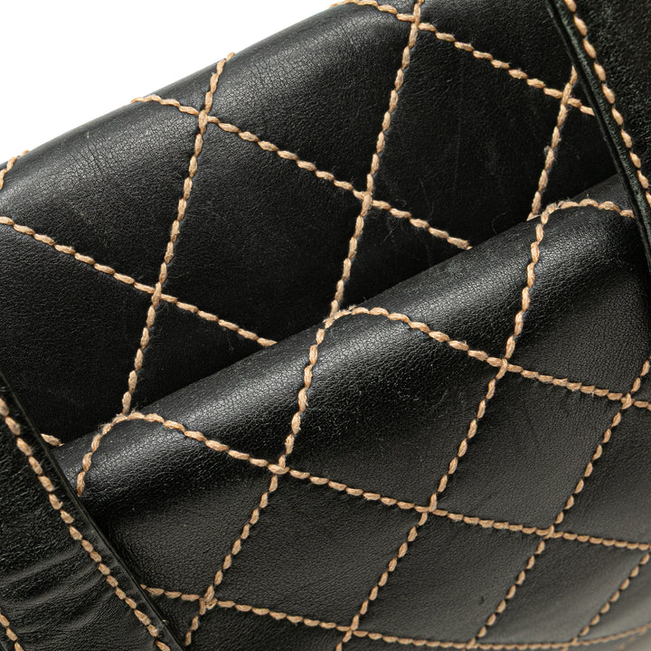 Medium CC Calfskin Wild Stitch Tote Black - Gaby Paris