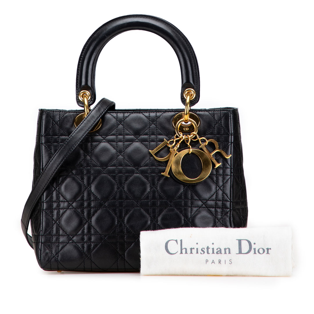 Dior Medium Cuir d’agneau Cannage Lady Dior Noir – GABY PARIS Authentique