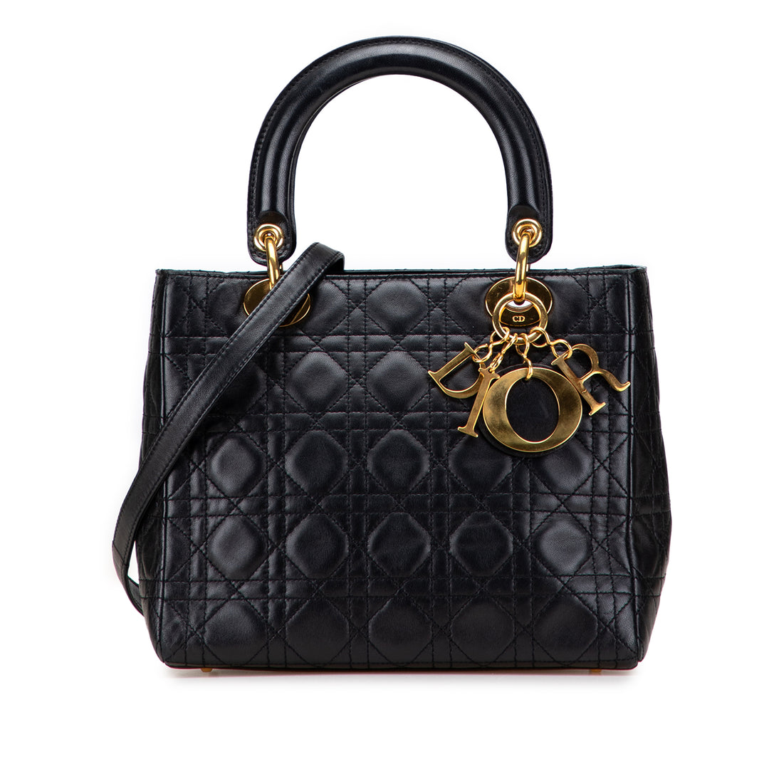 Dior Medium Cuir d’agneau Cannage Lady Dior Noir – GABY PARIS Authentique