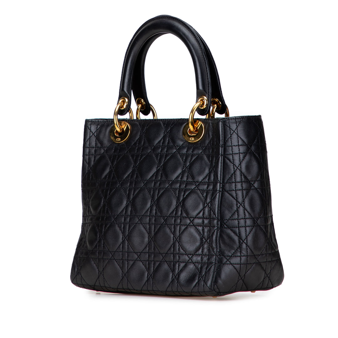 Dior Medium Cuir d’agneau Cannage Lady Dior Noir – GABY PARIS Authentique