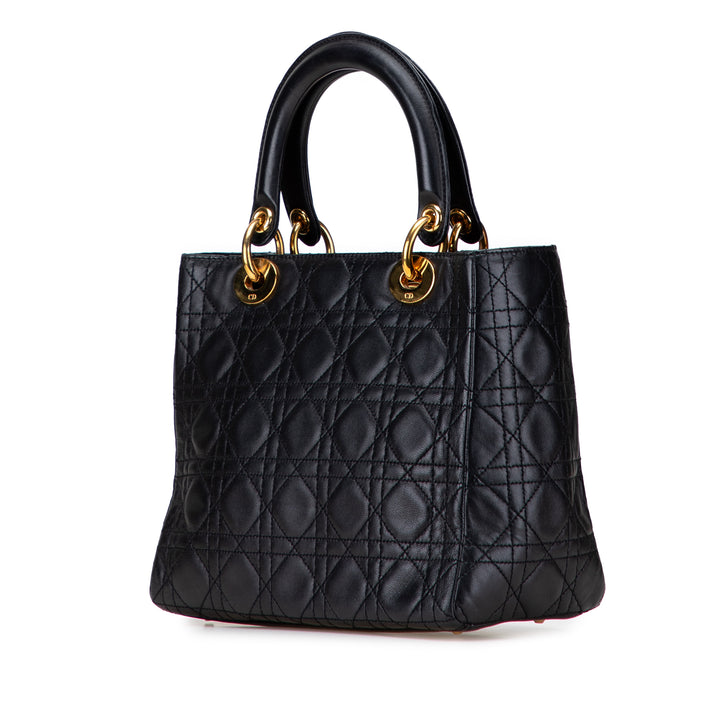 Dior Medium Cuir d’agneau Cannage Lady Dior Noir – GABY PARIS Authentique