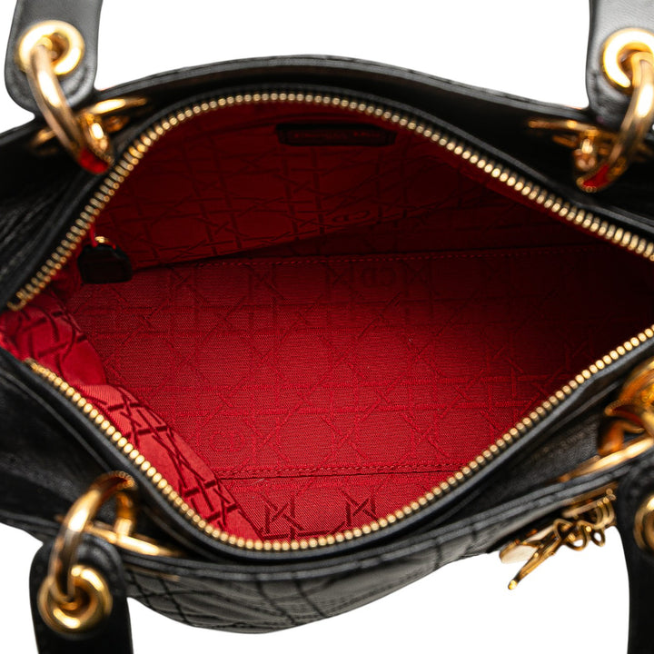 Dior Medium Cuir d’agneau Cannage Lady Dior Noir – GABY PARIS Authentique