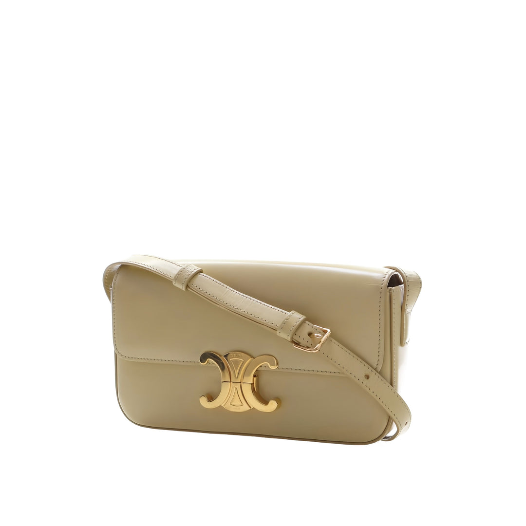 Celine Sac porté épaule brillant Triomphe Claude Cuir de veau Jaune – vue 13 – GABY PARIS