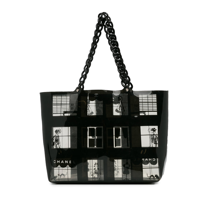 Vinyl Coco Window Tote Black - Gaby Paris