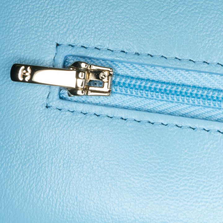 Quilted Lambskin Candy Chain Wallet on Chain Blue - Gaby Paris