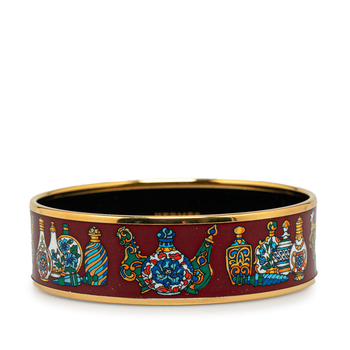 Hermès Wide Qu'importe le Flacon Enamel Bangle 65 Red - GABY PARIS