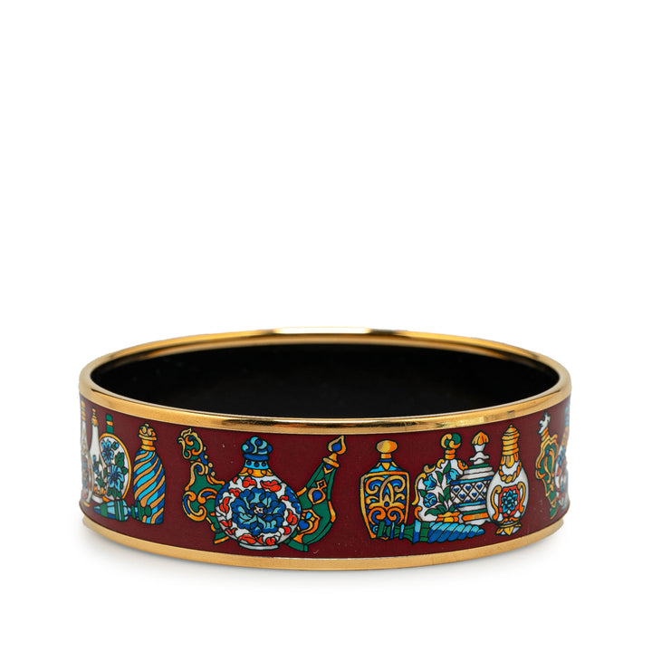 Hermès Wide Qu'importe le Flacon Enamel Bangle 65 Red - GABY PARIS