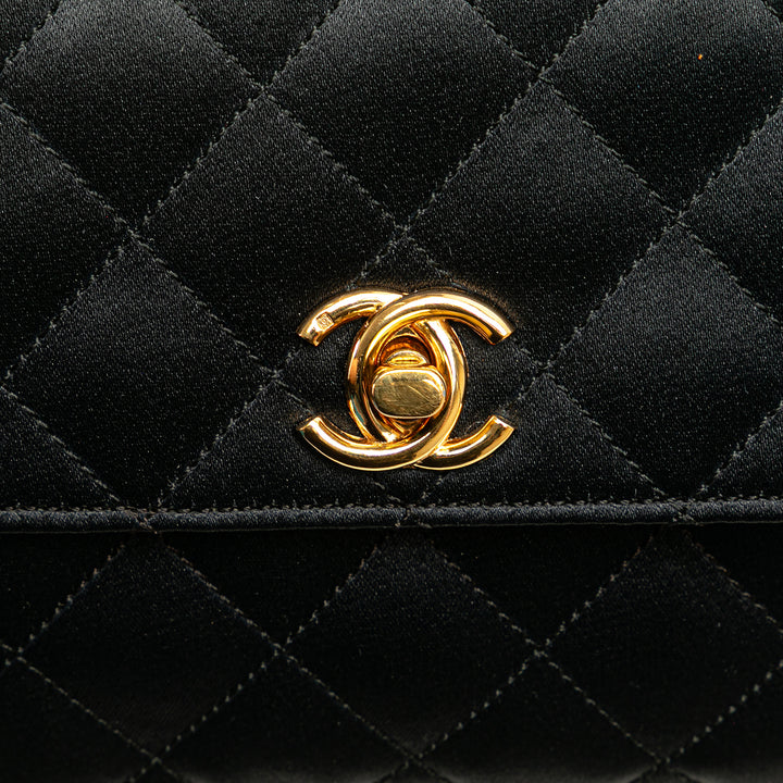 Mini Rectangular CC Quilted Satin Flap Black - Gaby Paris
