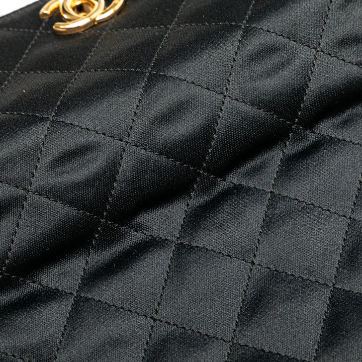 Mini Rectangular CC Quilted Satin Flap Black - Gaby Paris