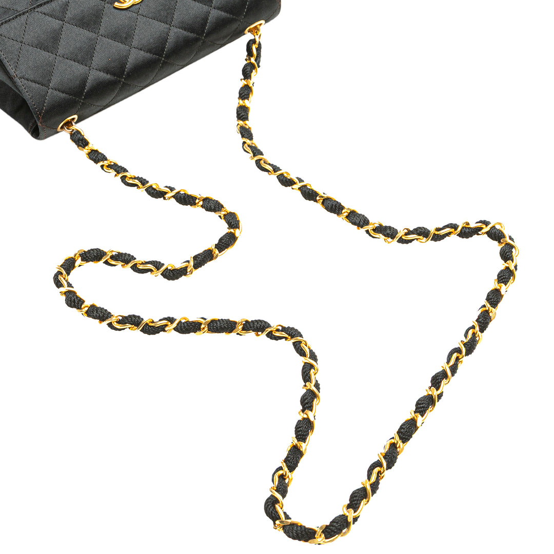 Mini Rectangular CC Quilted Satin Flap Black - Gaby Paris