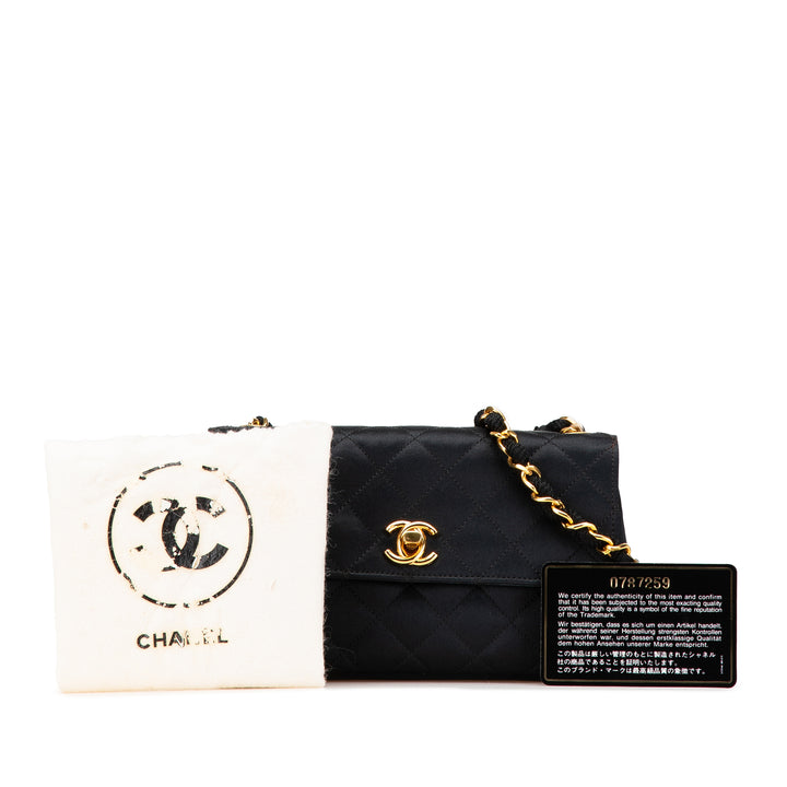 Mini Rectangular CC Quilted Satin Flap Black - Gaby Paris