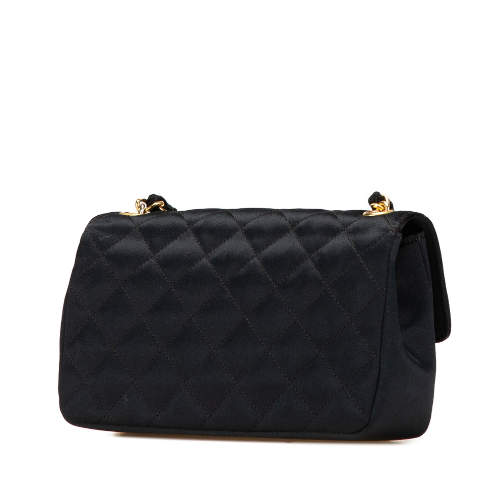 Mini Rectangular CC Quilted Satin Flap Black - Gaby Paris