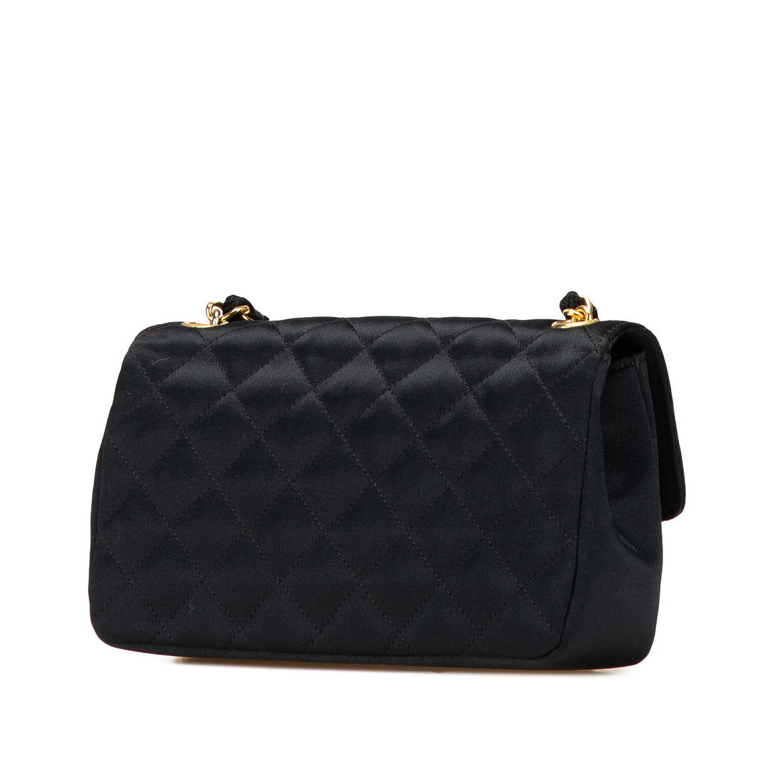 Mini Rectangular CC Quilted Satin Flap Black - Gaby Paris