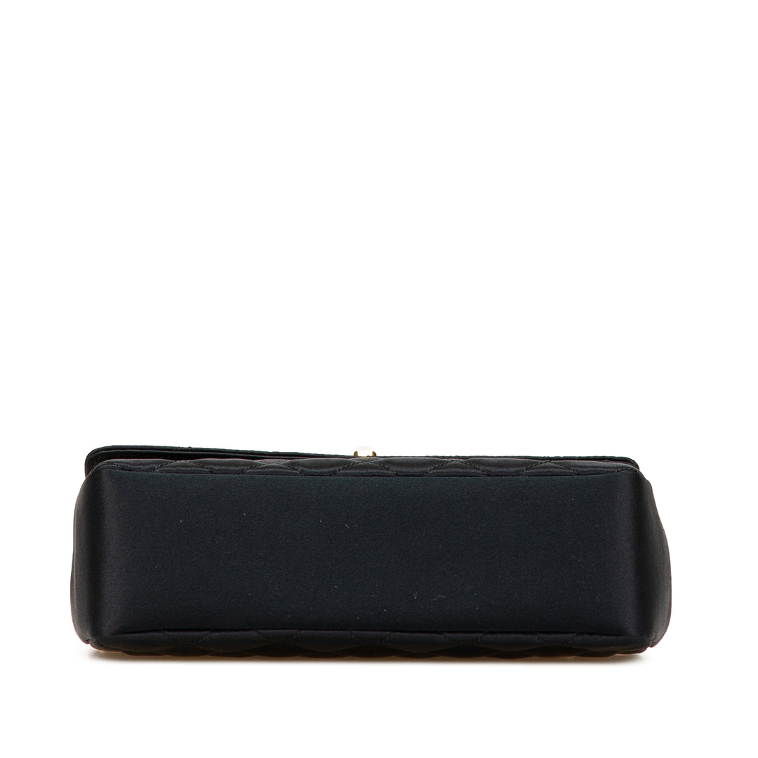Mini Rectangular CC Quilted Satin Flap Black - Gaby Paris