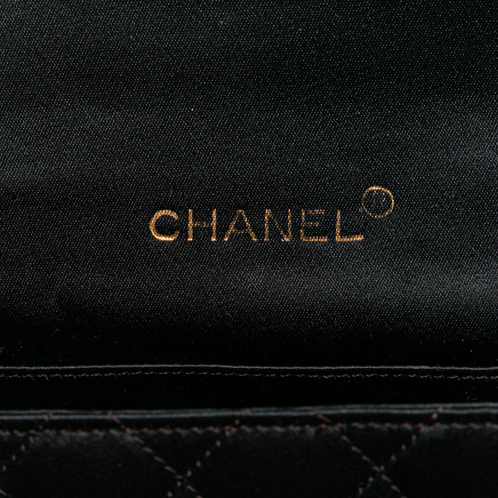 Mini Rectangular CC Quilted Satin Flap Black - Gaby Paris