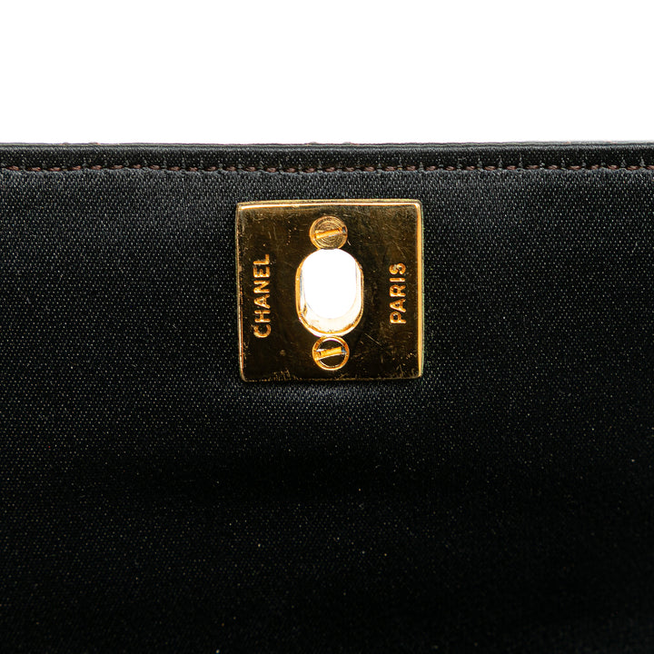 Mini Rectangular CC Quilted Satin Flap Black - Gaby Paris