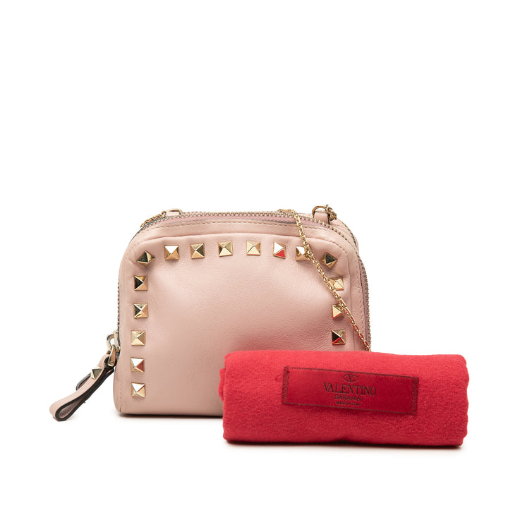 Valentino Cuir Rockstud Double Zip Sac porté croisé